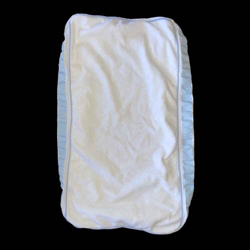 Pottery Barn Kids White & Blue Changing Pad Cover With Elasticized Corners & Rib